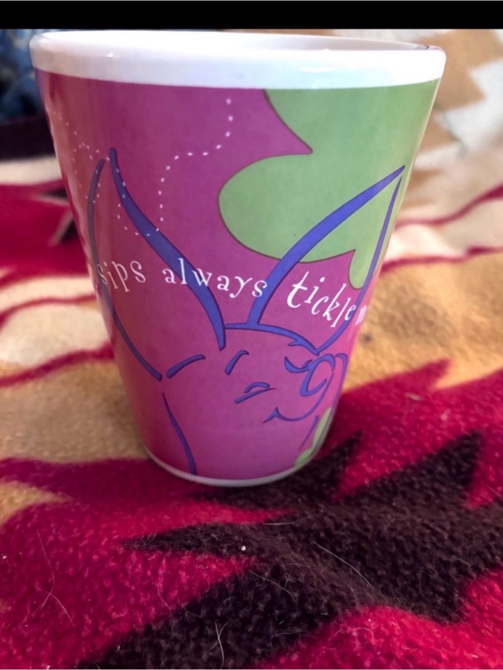 Pink and Green Illustrated Ceramic Cup - Playful Design